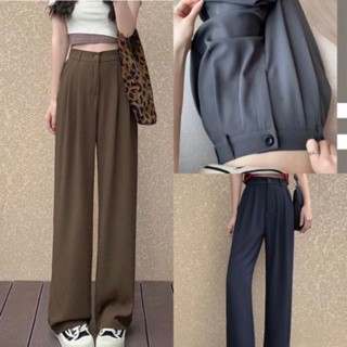  Quần tây ống rộng nữ lưng cao   chất vải gold hàn loại 1 mềm mịn có độ rủ quần   dài trên 100cm 