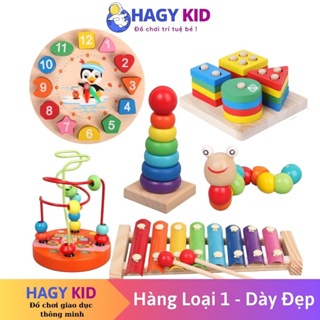 Combo 6 Món Đồ Chơi Gỗ An Toàn Cho Bé Hagykid ĐỒ CHƠI MONTESSORI THÔNG MINH PHÁT TRIỂN TRÍ TUỆ TOÀN DIỆN
