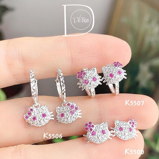 Khuyên tai bạc 999 kitty đáng yêu Dế Bạc – K5506