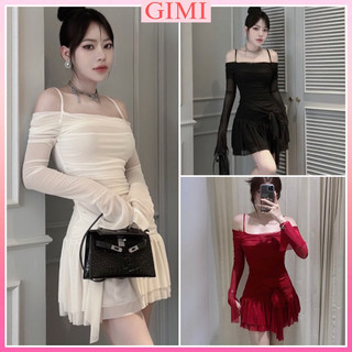 💕[7 MÀU-CÒ SIZE]  VÁY BỆT VAI NHÚN SƯỜN TUA RUA TATA DRESS KT💕GIMI( Kèm ảnh thật)