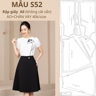 Rập giấy a0 set áo và chân váy mã s52