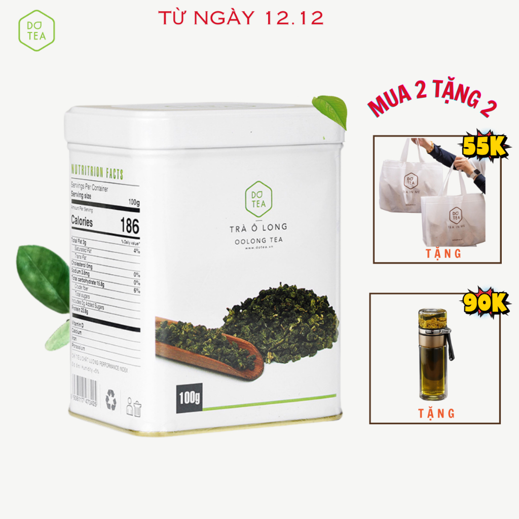 Trà Oolong lon thiếc 100g trà thưởng thức phiên bản Tết vị nhẹ nhàng hương thơm cây cỏ mùa xuân, làm quà biếu sang trọng