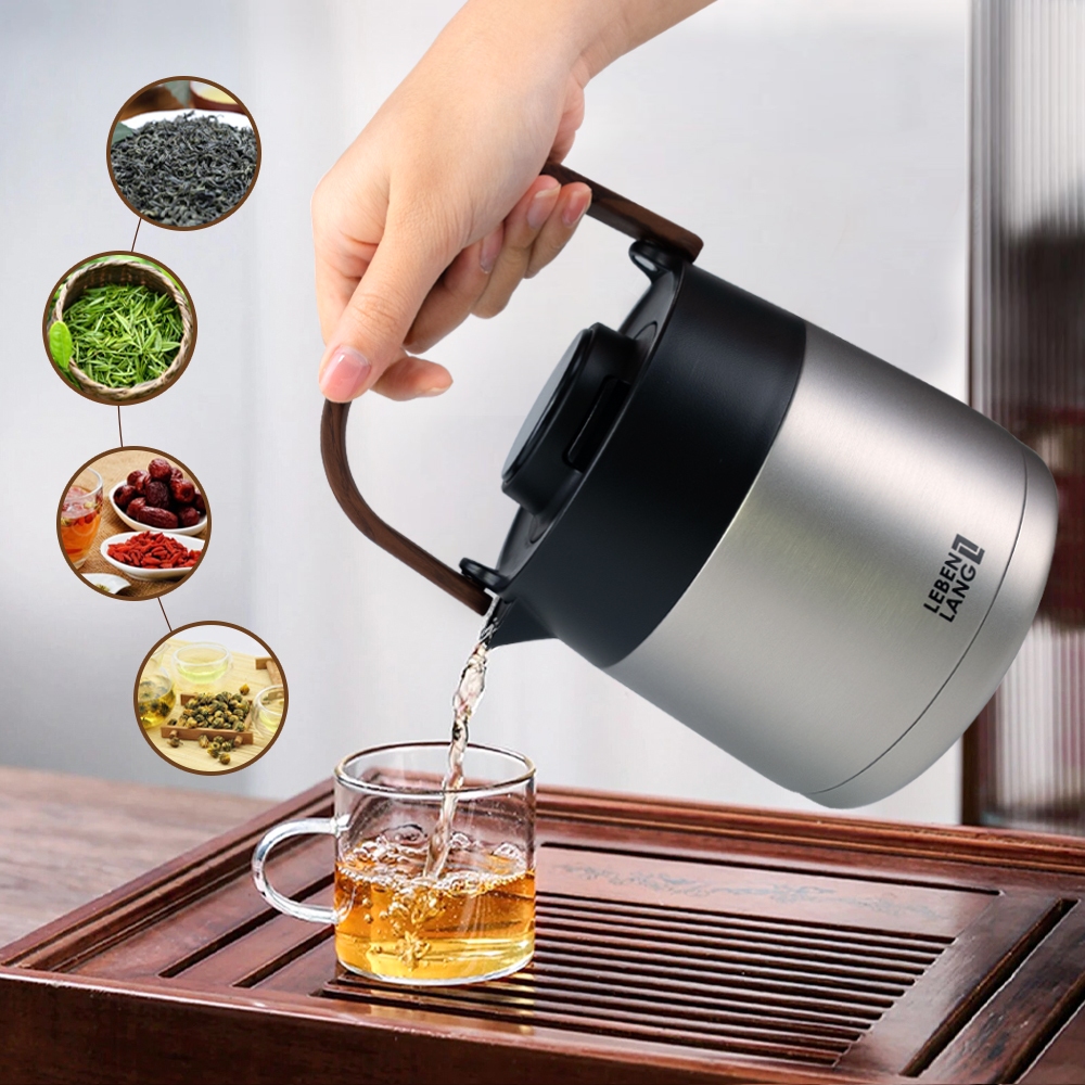 Bình pha trà giữ nhiệt inox có lõi lọc trà Lebenlang LBL3031, dung tích 1000ml - hàng chính hãng