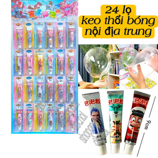 Vỉ 24 lọ keo thổi bong bóng loại tốt , keo thổi bong bóng tuổi thơ