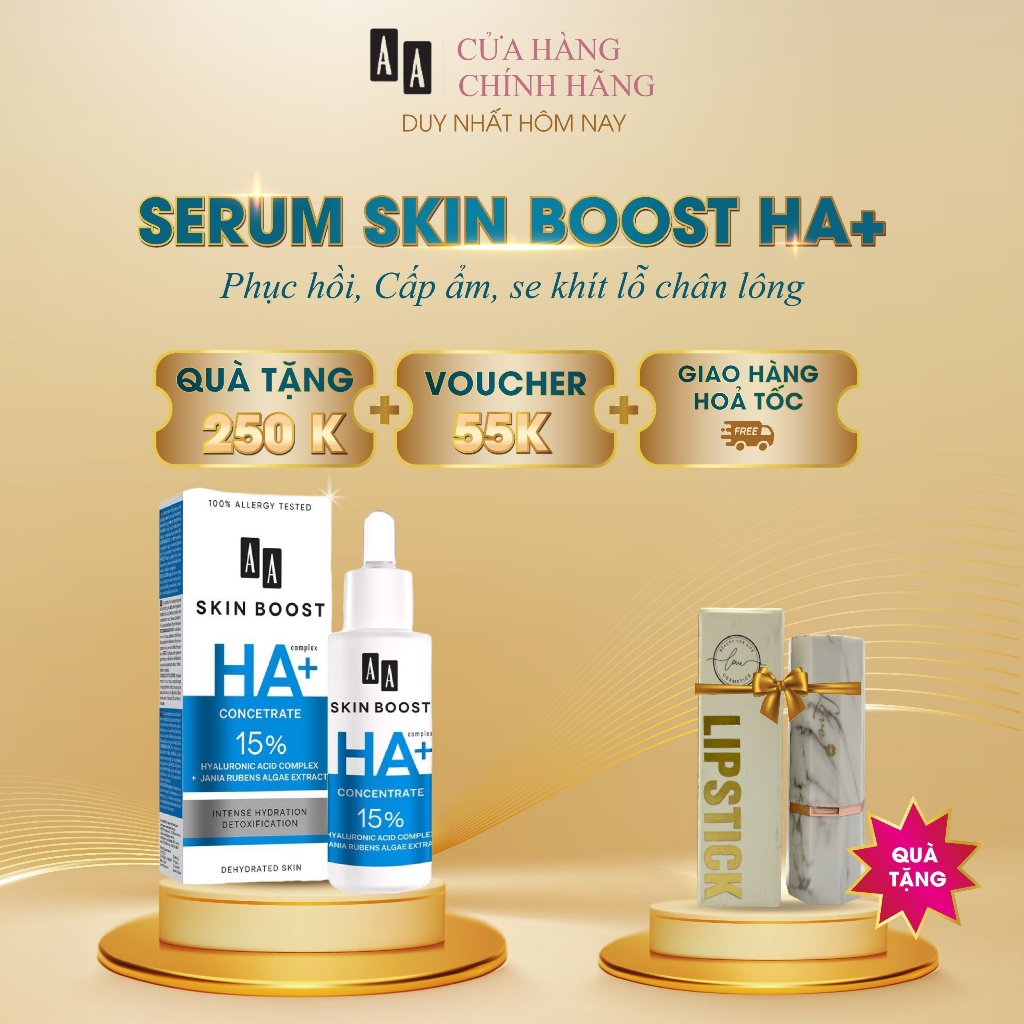 Serum cấp ẩm và làm mịn da AA Cosmetics Skin Boost HA+ lọ 30ml Việt Tín Cosmetic