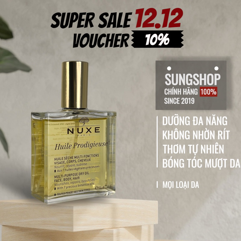 Dầu khô đa năng NUXE Pháp 100ml dưỡng tóc mặt và body