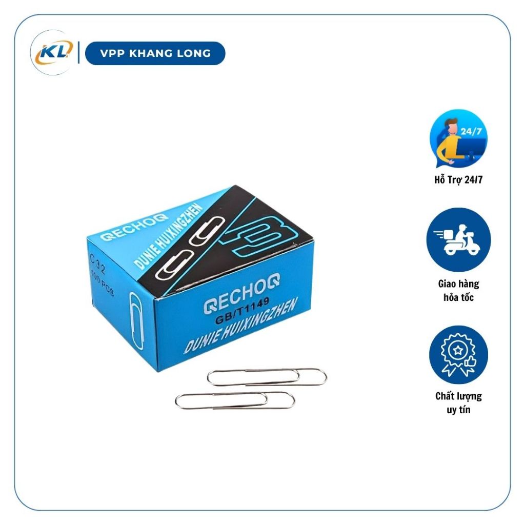 (Hộp) Kẹp giấy inox C32 đầu tròn, C62 tam giác, ghim kẹp C82