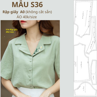 Rập giấy a0 áo sơ mi cổ danton mã s36