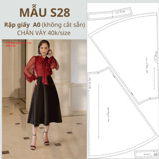 Rập giấy a0 chân váy xoè mã s28