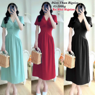 Thời Trang Bigsize - Đầm Thun Tăm Bigsize Nữ Dáng Dài Mixi Siêu Co Giãn Xinh Đẹp Thiết Kế Thời Trang Bigsize 50-95kg