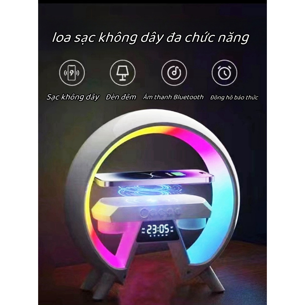 MOON SPEAKER - Loa Bluetooth Không Dây 15w Sạc Nhanh Có Đồng Hồ Cho Điện Thoại
