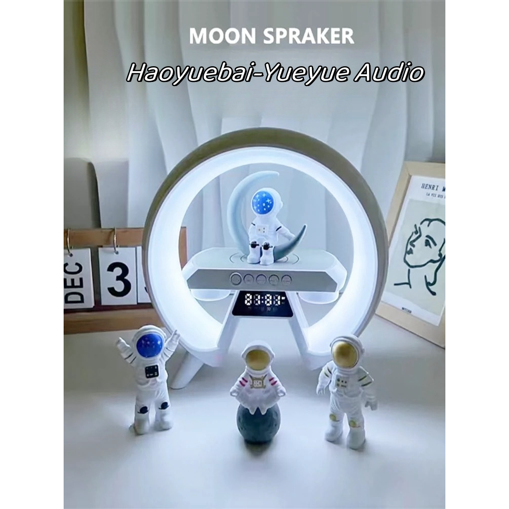 MOON SPEAKER - Loa Bluetooth Không Dây 15w Sạc Nhanh Có Đồng Hồ Cho Điện Thoại