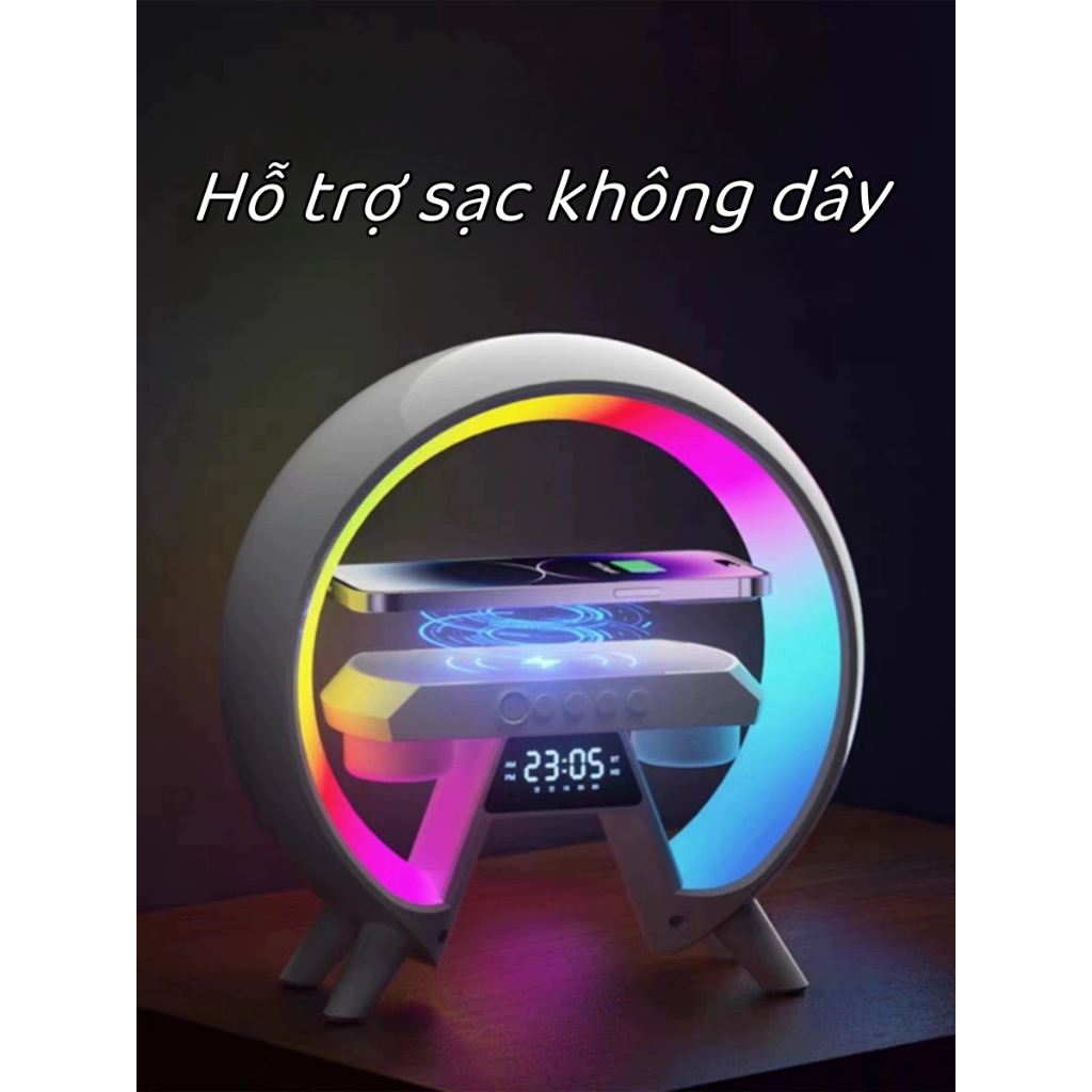 MOON SPEAKER - Loa Bluetooth Không Dây 15w Sạc Nhanh Có Đồng Hồ Cho Điện Thoại