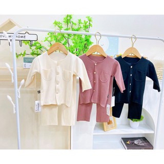 Bộ sơ sinh cho bé , quần áo thu đông nỉ nhung tăm hai mặt cúc giữa