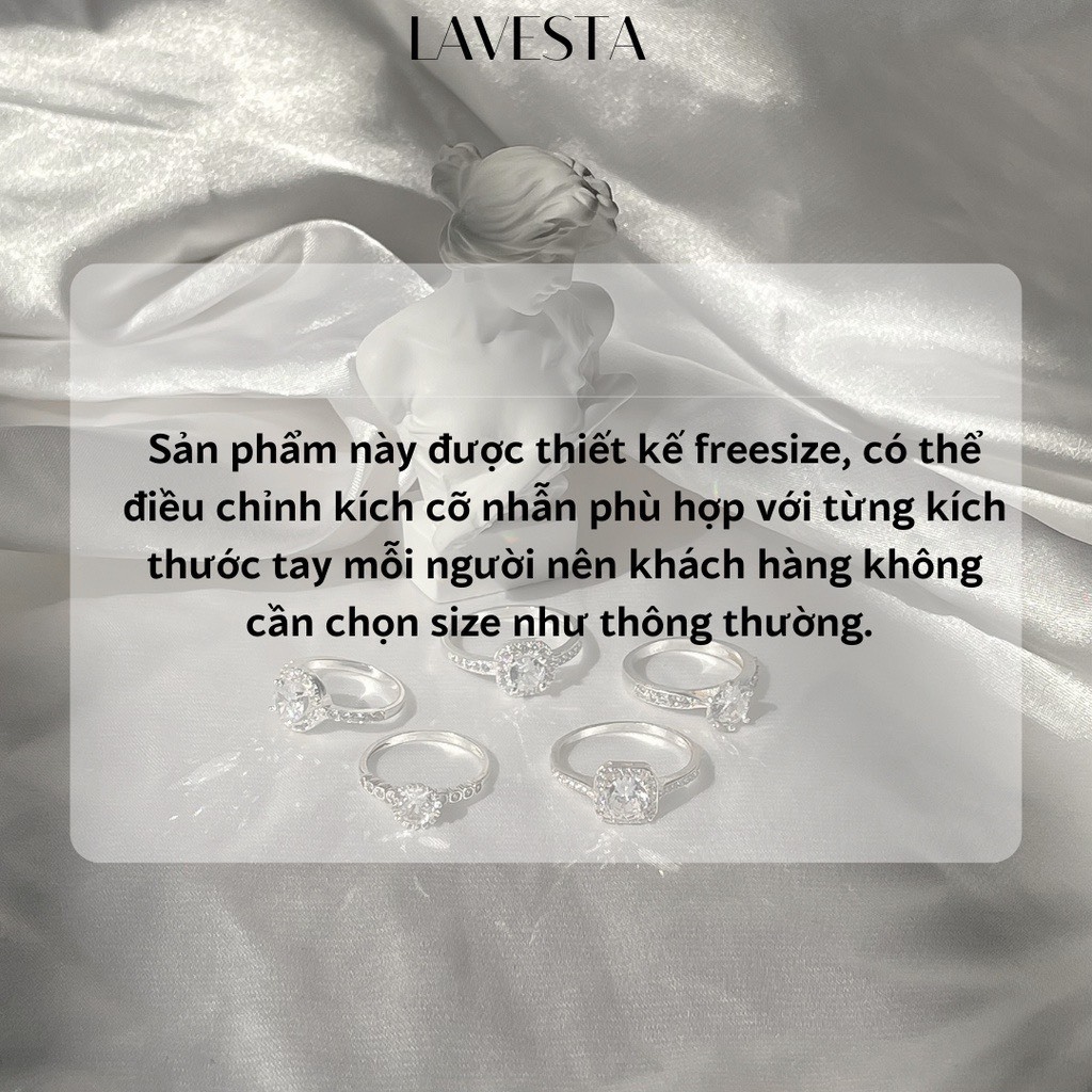 Nhẫn nữ kim cương Moissanite bạc xi bạch kim 4 ly kiểm định GRA LAVESTA KC90 thanh lịch, tinh tế