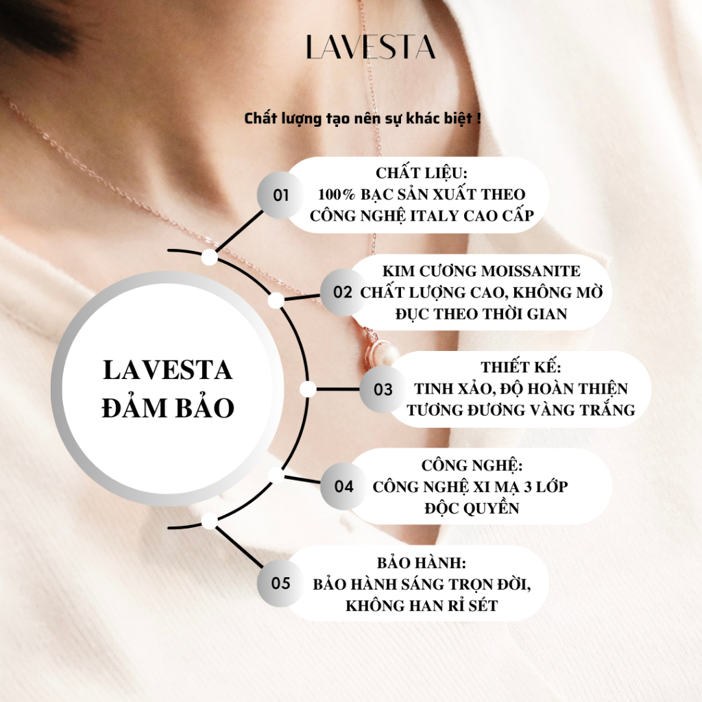 Nhẫn nữ kim cương Moissanite bạc xi bạch kim 4 ly kiểm định GRA LAVESTA KC90 thanh lịch, tinh tế