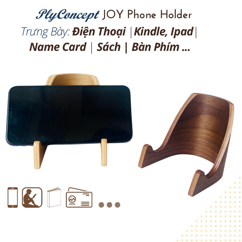 Giá đỡ điện thoại Nằm Ngang, Kindle, Ipad, Name card gỗ uốn cong PlyConcept Phone Holder