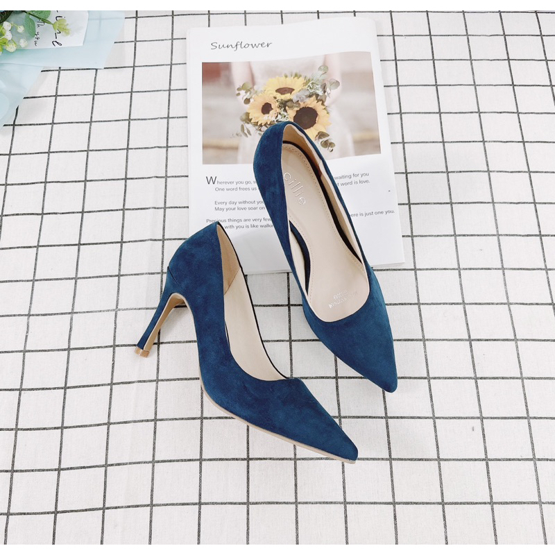 Giày da lộn cao gót 7,5cm - 1090