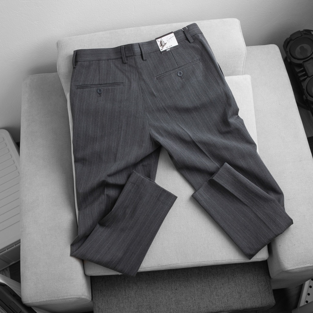 Quần Âu Nam kẻ sọc cao cấp dáng Slimfit, co giãn nhẹ, phom cứng cáp, phong cách trẻ trung