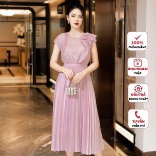 Đầm thiết kế cao cấp FIONA dáng xòe váy xếp ly nữ bèo thân trước có đính hạt trang trí trẻ trung F413202