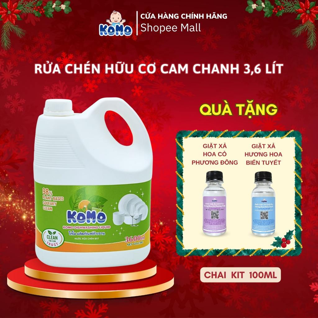 Nước Rửa Chén KOMO Hương Chanh Cam Can 3600ML
