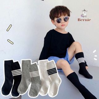 Tất vớ trơn sọc 1 bên unisex cho các bé trai bé gái nhà BERNIE basic nhiều màu trơn 2 đến 7 tuổi