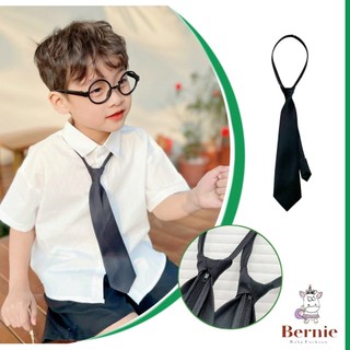 Cà vạt caravat trẻ em bé trai bé gái màu đen BERNIE thắt sẵn tiện lợi cho bé 1 tuổi đến 20 tuổi