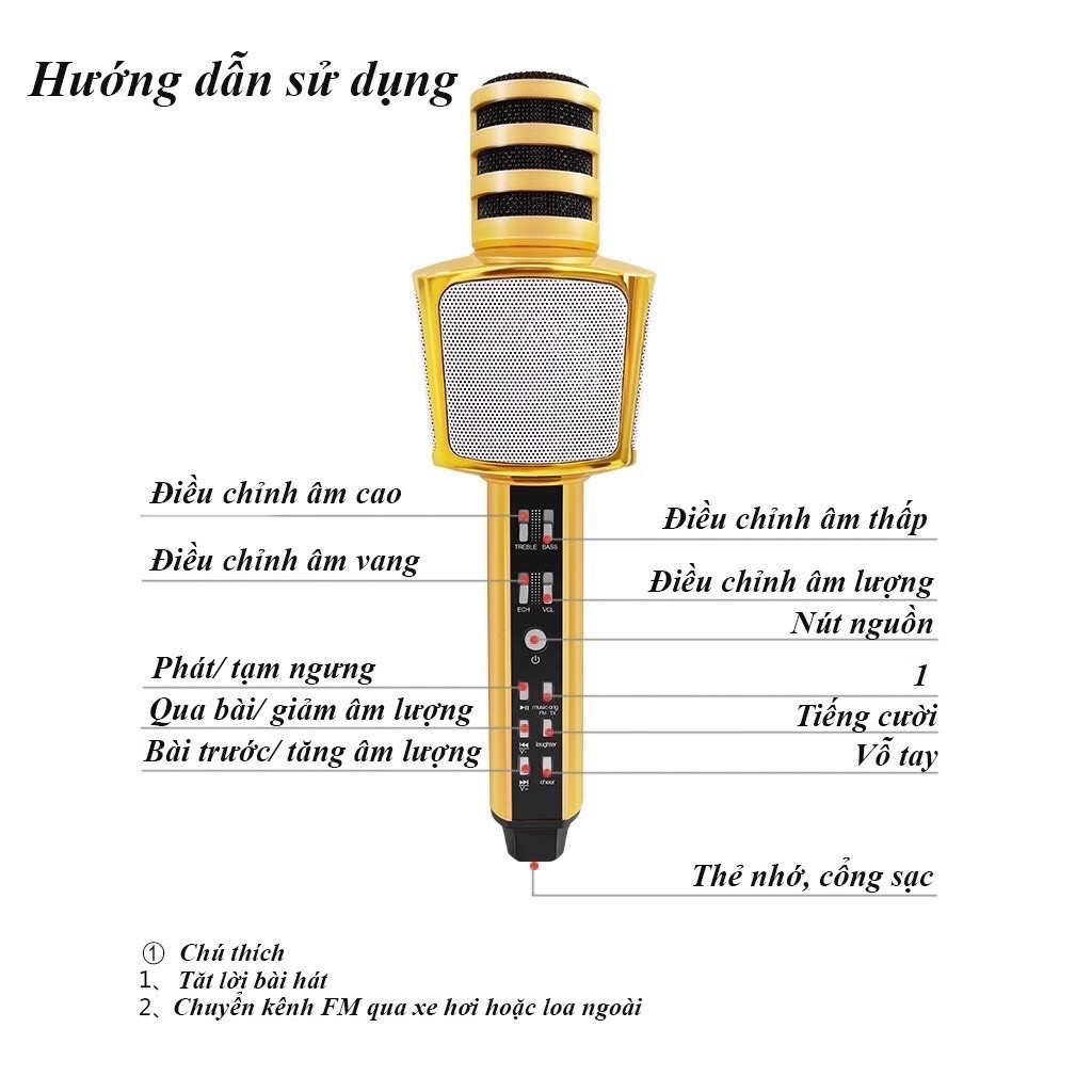 Micro không dây cầm tay chính hãng SD17 G01 mic hát karaoke bluetooth âm thanh chuẩn hát hay