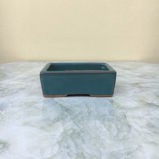 Chậu bonsai chữ nhật xanh ngọc gốm Bát tràng 1 size BM-01