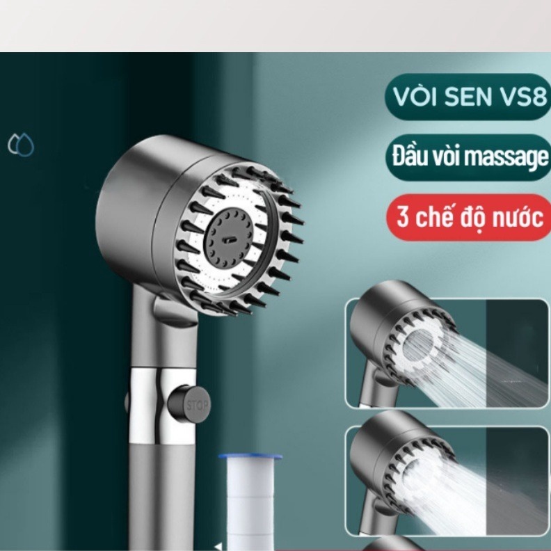 Bộ Vòi Hoa Sen Đen Nhám Cao Cấp, Hỗ Trợ Tăng Áp Lực Nước 4 In1 .ĐTCA