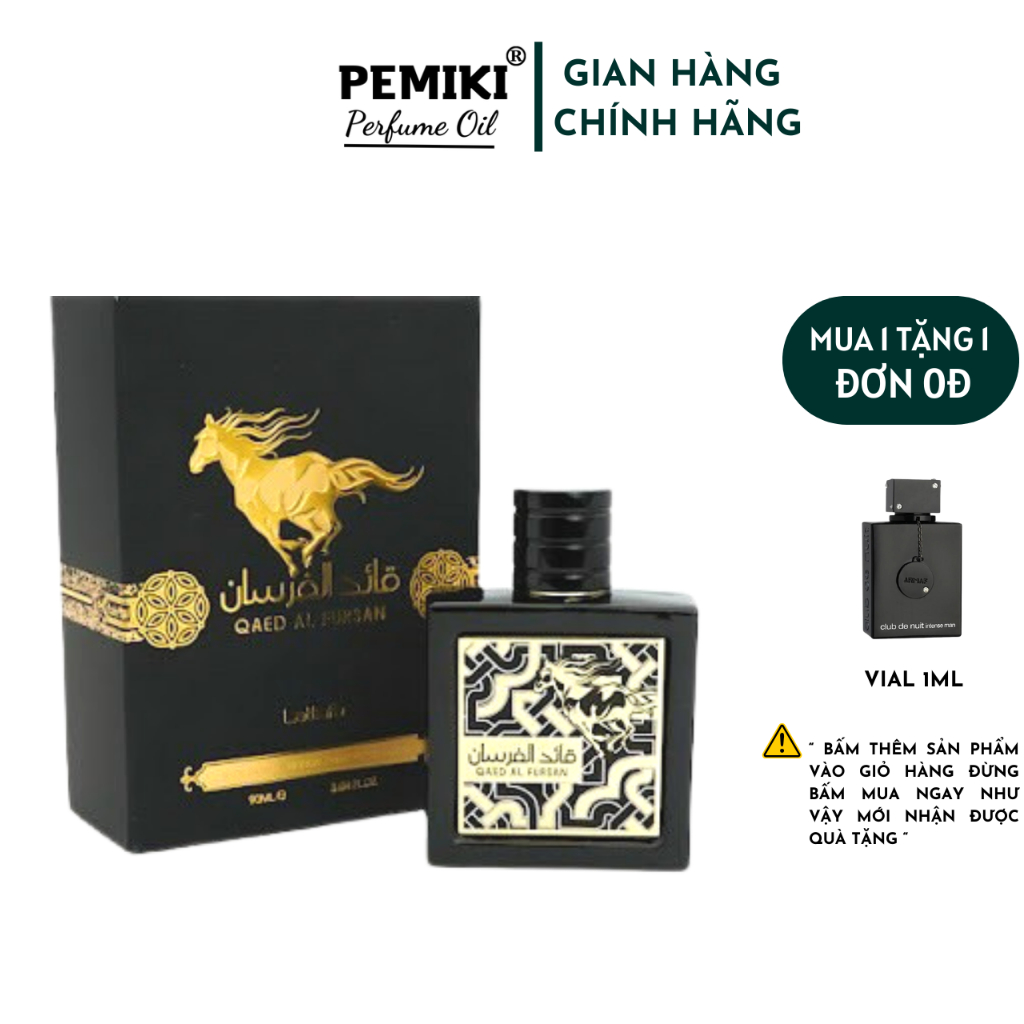 Nước hoa Unisex Lattafa Qaed Al Fursan ngựa dứa 90ml EDP tươi mát ngọt ngào - PEMIKI Store