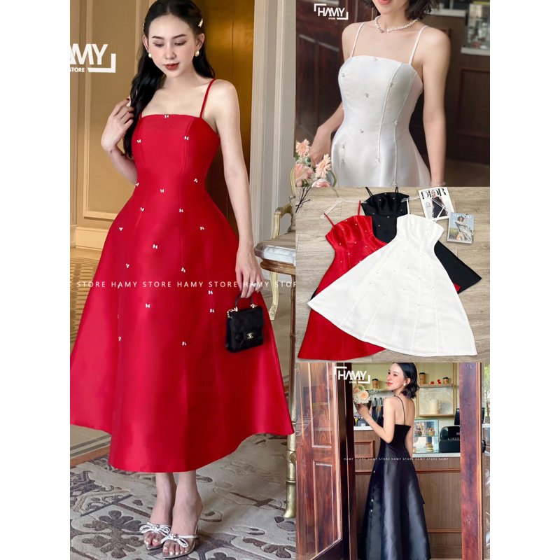 Đầm Đính Cườm Nơ Dây