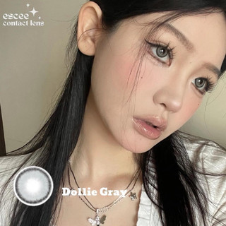  1 Cặp Lens kính áp tròng Dollie Gray - xám viền mỏng giãn tròng 14.2mm độ cận 0 - 7 độ  tặng kèm khay  