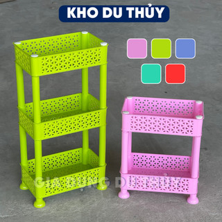 Kệ nhựa chữ nhật 3 tầng, 2 tầng đa năng dùng làm kệ đựng mỹ phẩm, kệ nhà bếp màu đỏ, lá, ngọc, hồng, dương nhựa PP dày