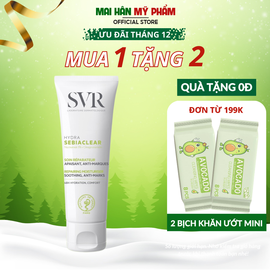 Kem dưỡng ẩm dành cho da dầu mụn, mờ vết thâm sau mụn SVR Sebiaclear Hydra 40ml