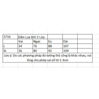 Đầm Lụa BIX 2 Lớp - 3716 (Không kèm belt)
