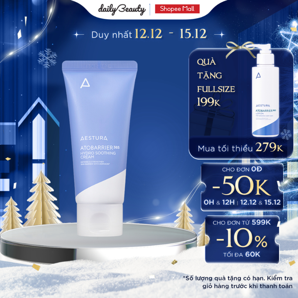 Kem Dưỡng Ẩm Làm Dịu Da AESTURA ATOBARRIER365 Hydro Soothing Cream 60ml (Date 26.12.2024) Daily Beauty Official