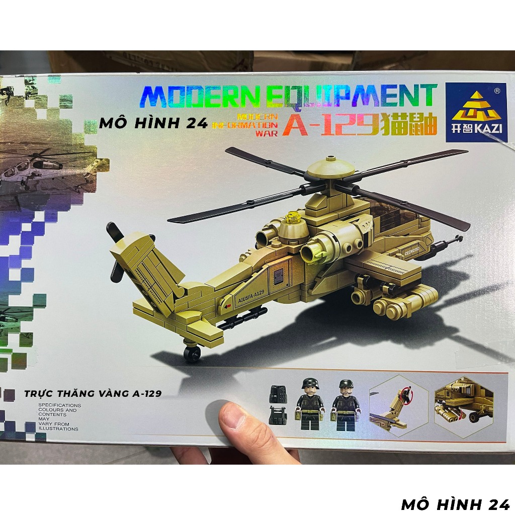 Bộ đồ chơi xếp hình lắp ráp nâng cao trí tuệ 6+|425pcs|K082 máy bay trực thăng quân sự 425 chi tiết