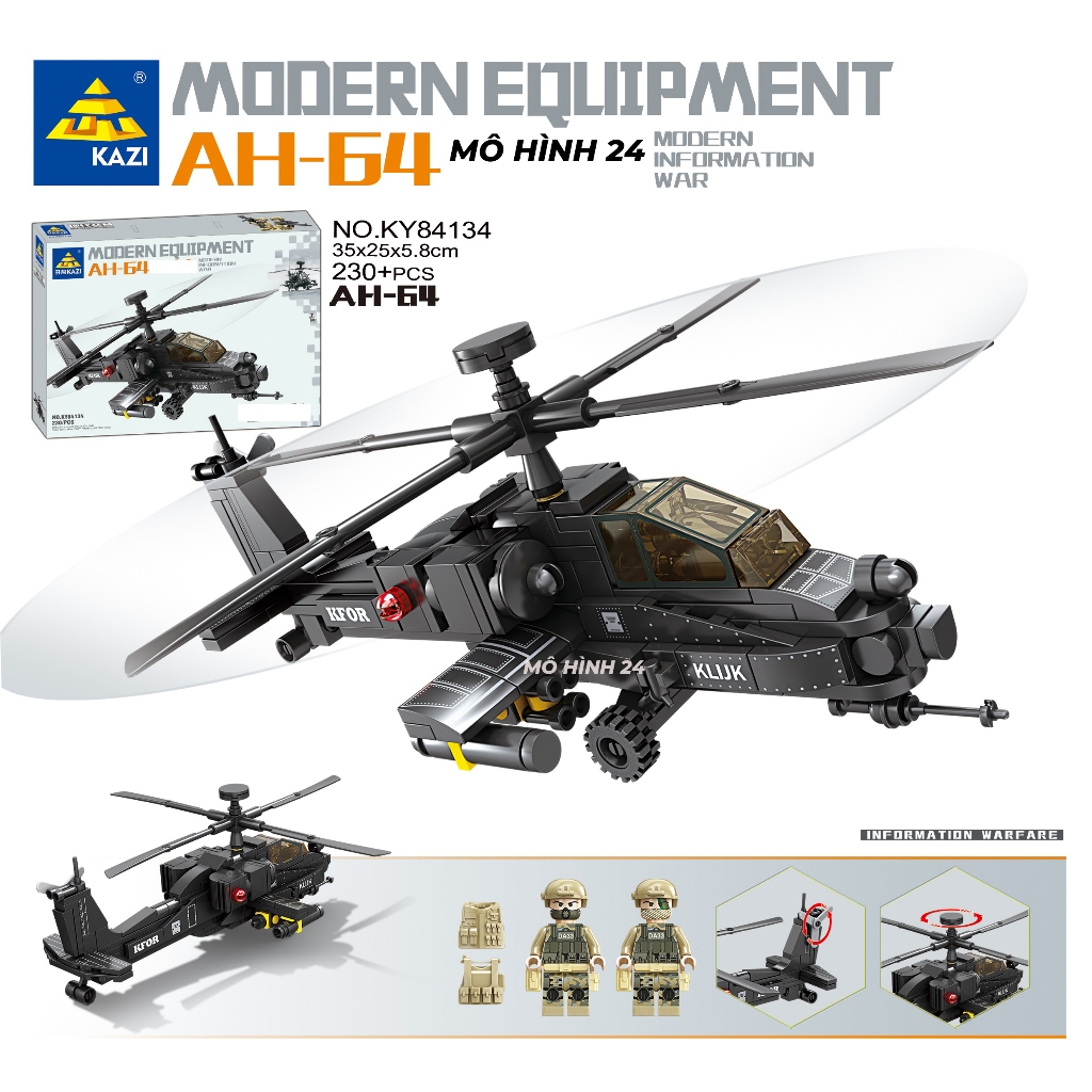 Bộ đồ chơi xếp hình lắp ráp nâng cao trí tuệ 6+|425pcs|K082 máy bay trực thăng quân sự 425 chi tiết