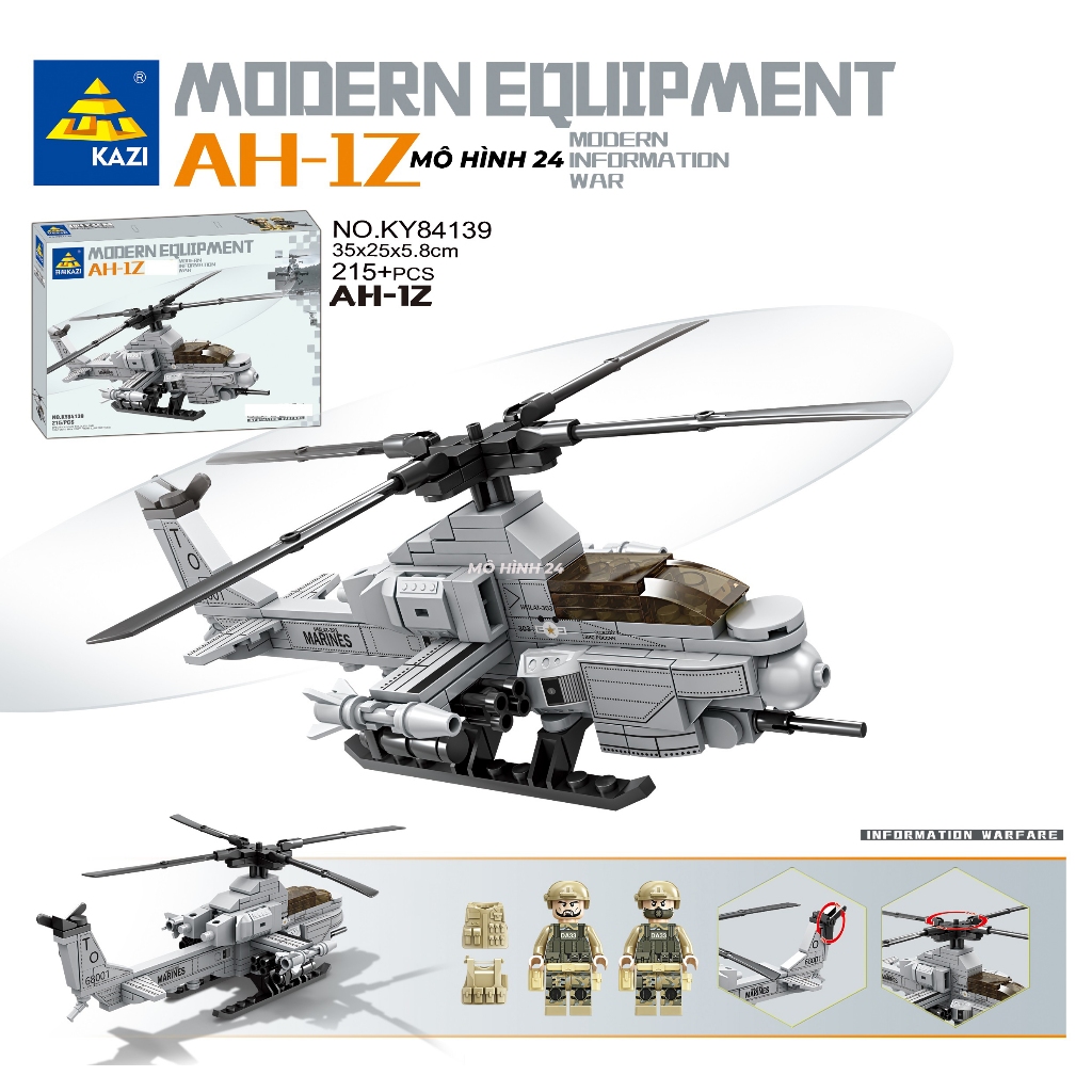 Bộ đồ chơi xếp hình lắp ráp nâng cao trí tuệ 6+|425pcs|K082 máy bay trực thăng quân sự 425 chi tiết