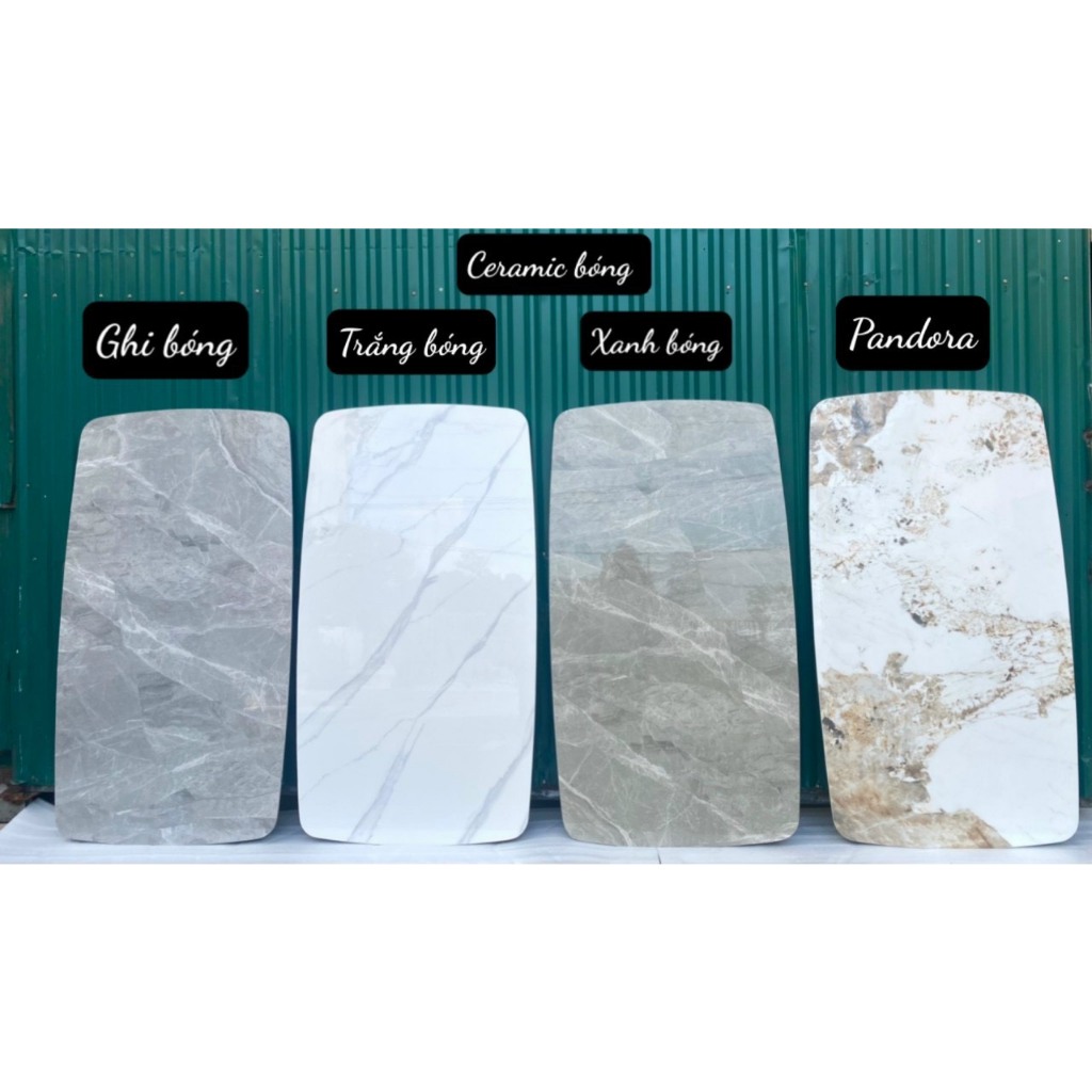 Bàn ăn mặt đá ceramic chân x cong chất liệu sắt sơn đen tĩnh điện