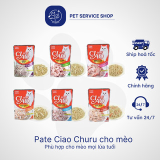  Pate CIAO CHURU cho mèo nhiều mùi vị thơm ngon gói 60g PETSERVICE.