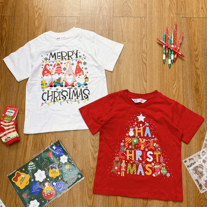 Áo thun noel Bigbaby chất thun cotton mềm mát cho bé 2-14T ( ba mẹ minhon dưới 52kg vừa luôn ạ)