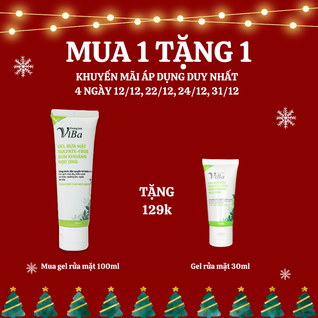 VIBA Sữa rửa mặt dạng gel Sunfate-Free dịu nhẹ chiết xuất bùn khoáng nọc ong 30ml/100ml