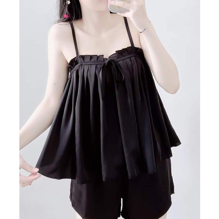 Đồ ngủ nữ 2 dây sexy, đồ ngủ nữ hai dây, đồ bộ nữ mặc nhà Latin mềm mịn mát dưới 55kg - cn67