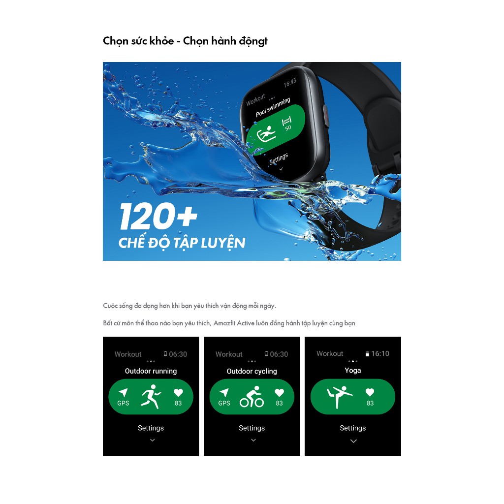 Đồng Hồ Thông Minh Amazfit Active | Hàng Chính Hãng | Bảo Hành 12T | Mimax Store