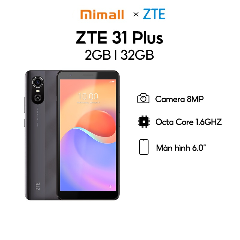 Điện Thoại ZTE Blade A31 Plus 2GB l 32GB, 6.0 inch | 3000 mAh - BH Chính Hãng