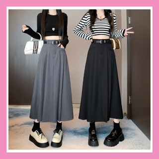  Chân váy ulzzang xếp ly dáng dài midi xẻ trước có túi đi làm đi chơi phong cách y2k Douyin màu đen ghi CV83 
