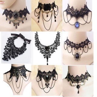 Vòng cổ chocker ren đính đá sang trọng vc058
