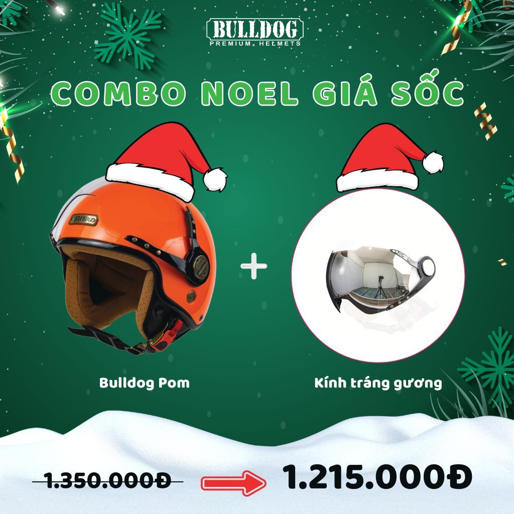 Mũ Bảo Hiểm 3/4 Cổ Điển BULLDOG Pom
